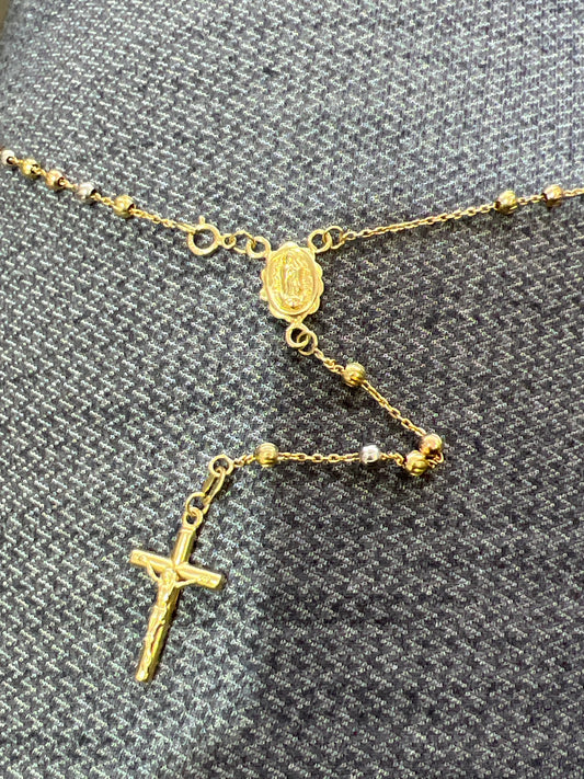 14k Rosary  necklace 3 color