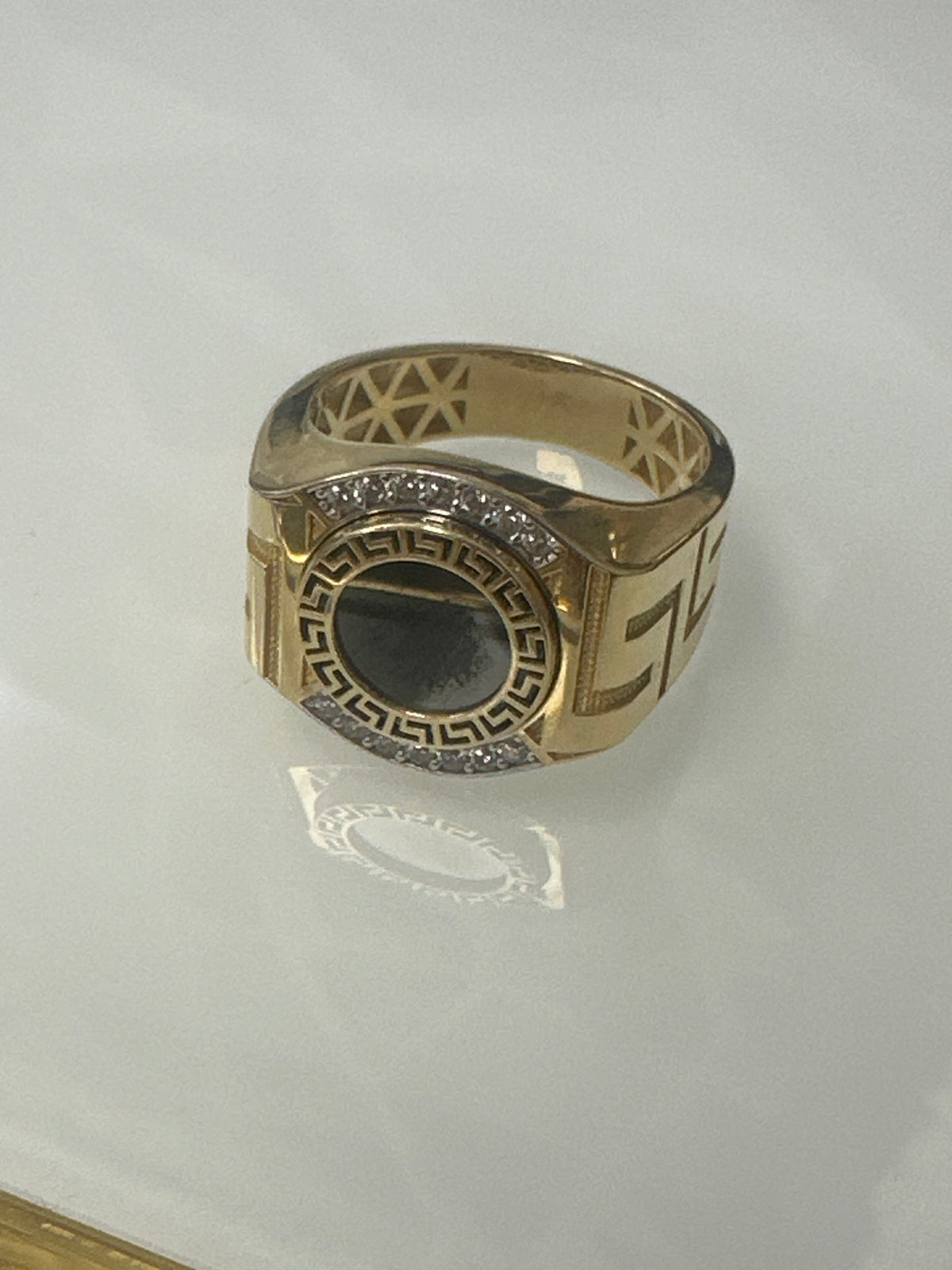 14k ring black round onix