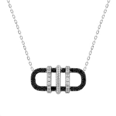 LADIES NECKLACE 0.25CT ROUND/BLACK DIAMOND 14K WHITE GOLD