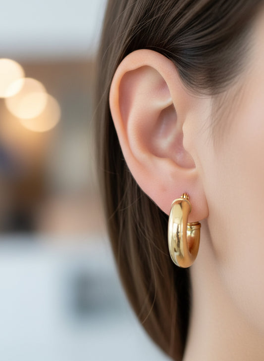 10k Small hoop solid gold earring huggies