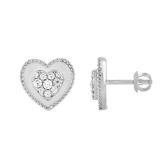 LADIES EARRINGS 0.33CT ROUND DIAMOND 14K WHITE GOLD