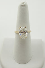 14k solitaire ring ladies engagement ring 4.00 CT Oval  DIAMOND yellow gold with certificate
