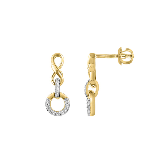 LADIES EARRINGS 0.16CT ROUND DIAMOND 10K YELLOW GOLD