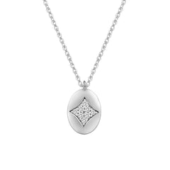 LADIES NECKLACE 0.10CT ROUND DIAMOND 10K WHITE GOLD