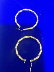 14k Earring big hoop yellow gold twisted