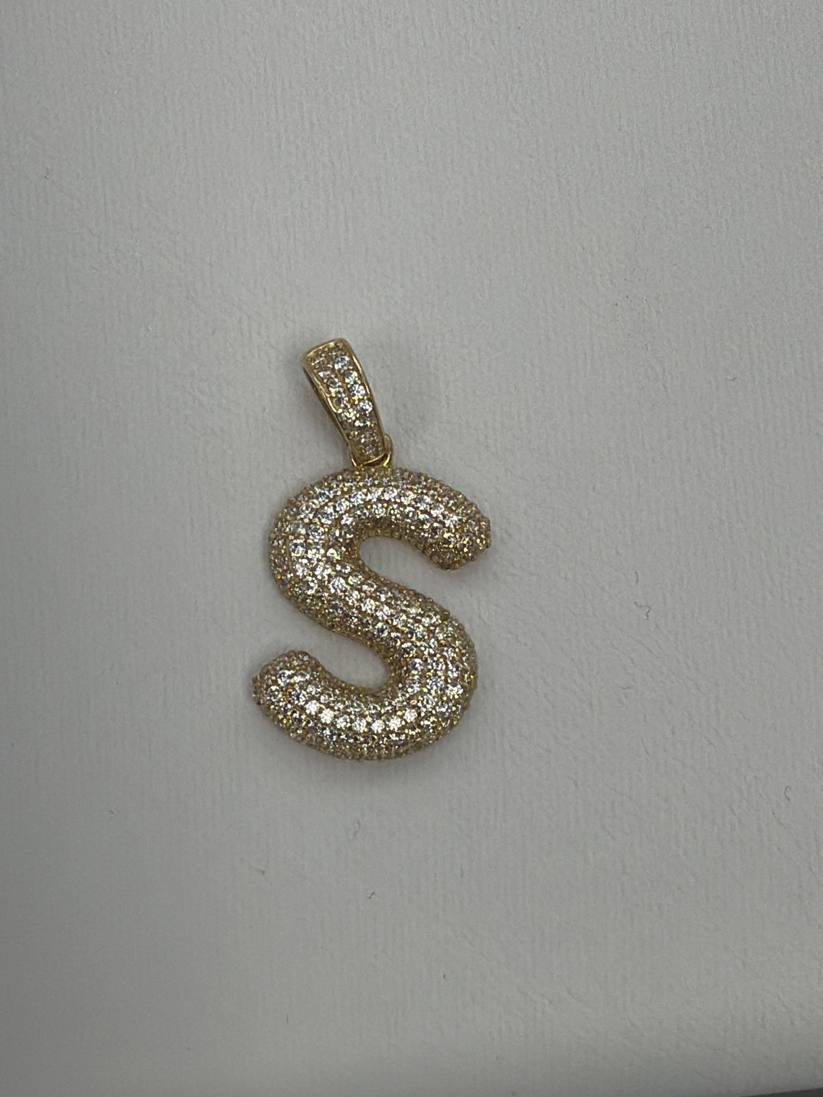 14k letter S pendant with Cz’s stones