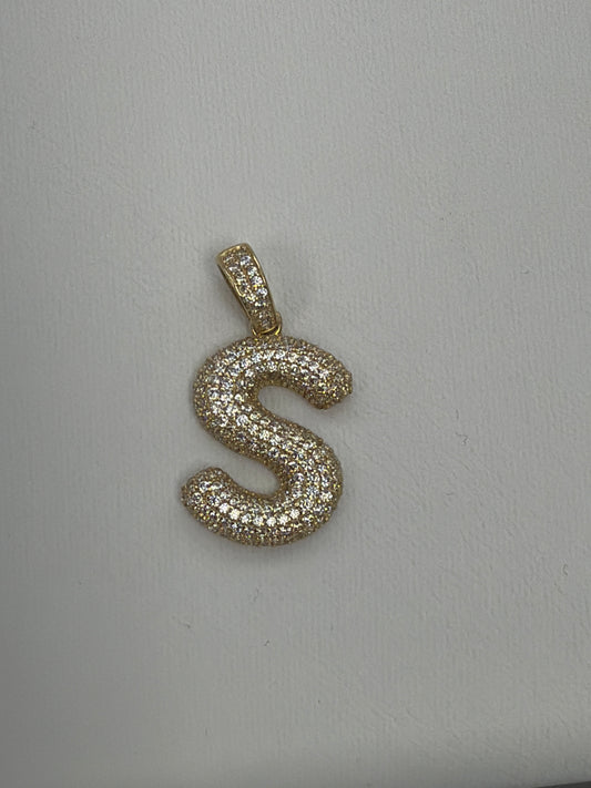 14k letter S pendant with Cz’s stones