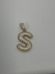 14k letter S pendant with Cz’s stones
