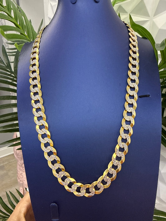 A $100 el gramo 14k cuban necklace 2 tones diamond cut 142g 26”