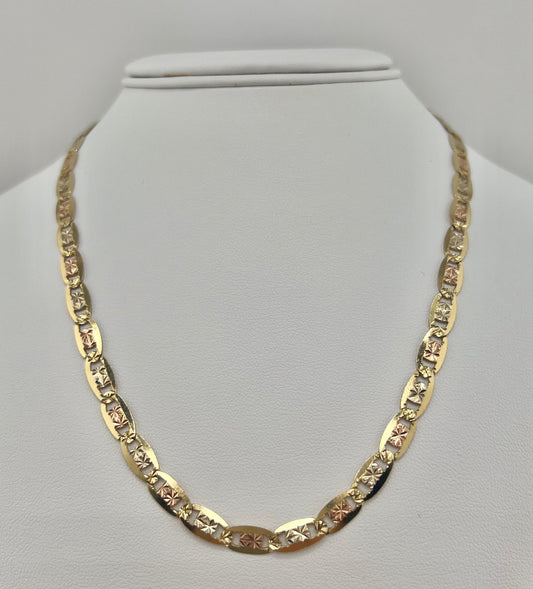 14k necklace tri-colored valentino 18”