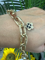 14k link bracelet with red design