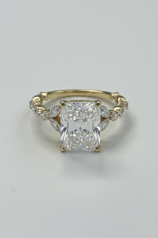 14k Square Diamond Engagement ring lab diamond 3.65CT