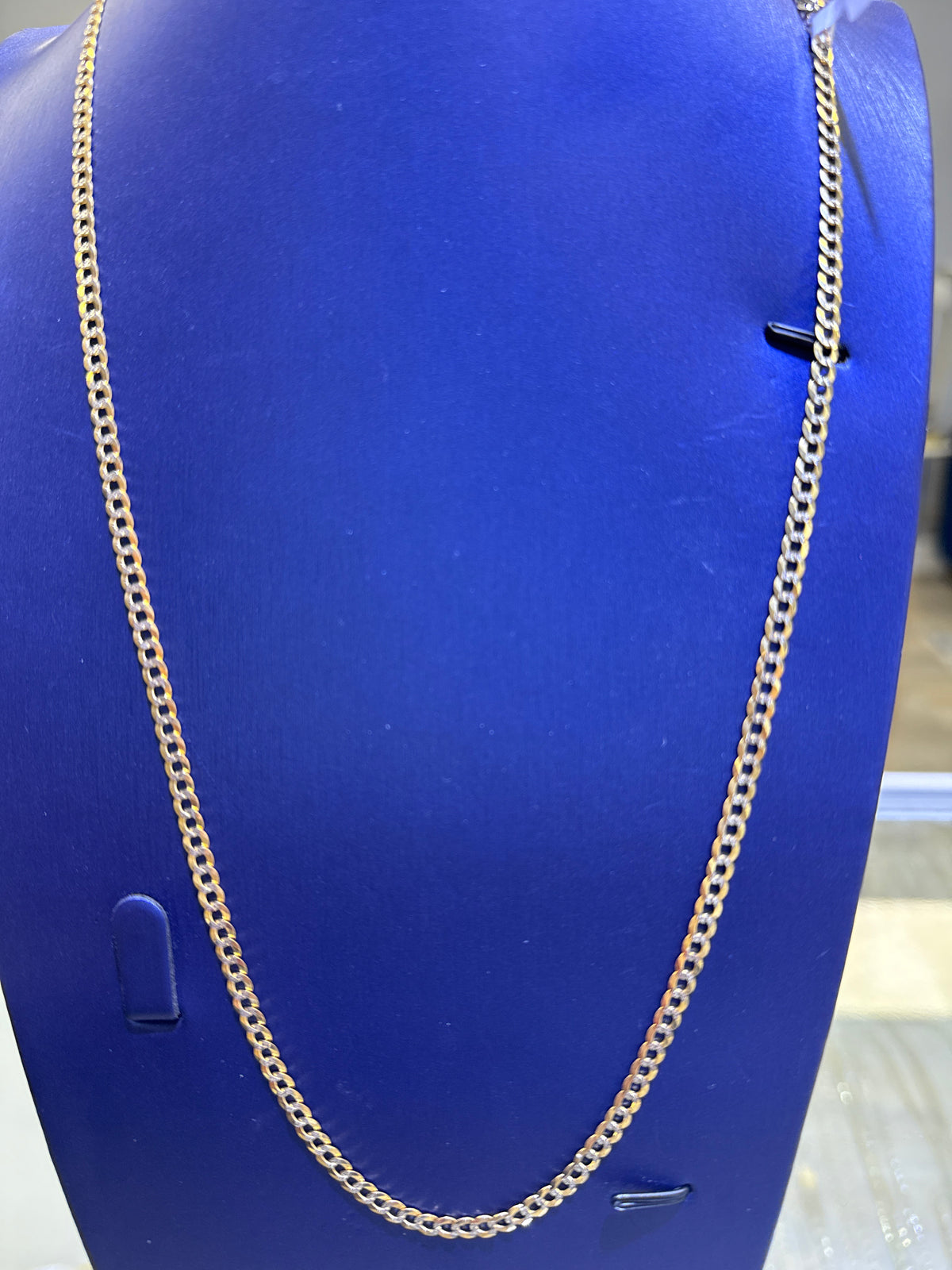 10k Necklace cuban style  solid 2 tones gold 8.04 g 24” 3.62g