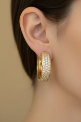 10k hoops small Huggies design stones all around on sale