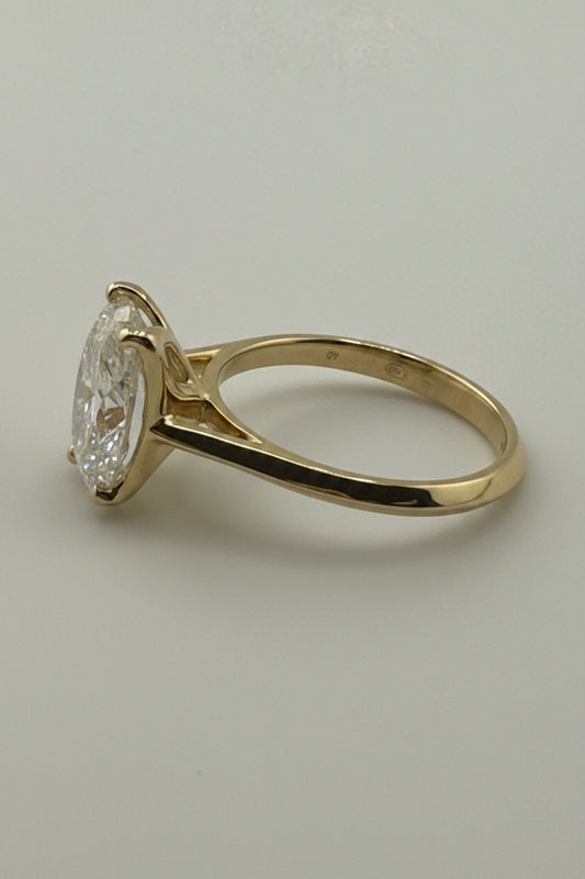 14k solitaire ring ladies engagement ring 4.00 CT Oval  DIAMOND yellow gold with certificate