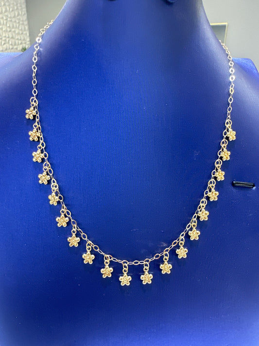 14k necklace chocker multi hanging flowers charms on sale