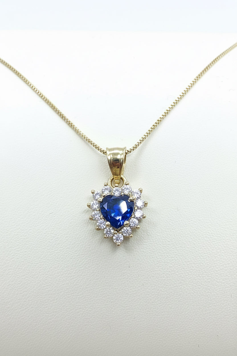 14k pendant heart blue