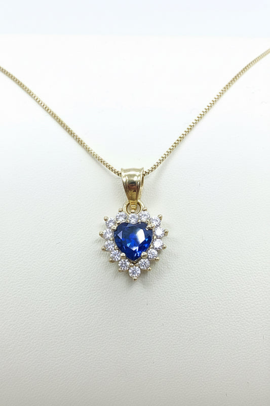 14k pendant heart blue