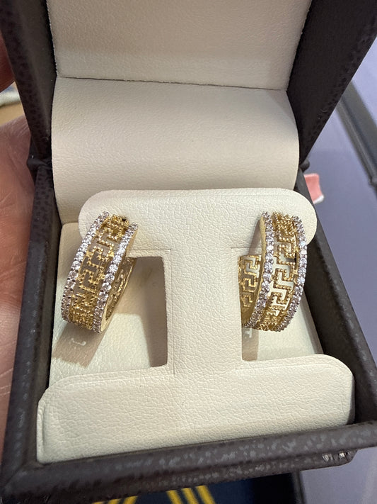 14k hoops small Huggies with design