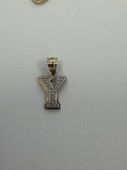 14k letter Y pendant two tone
