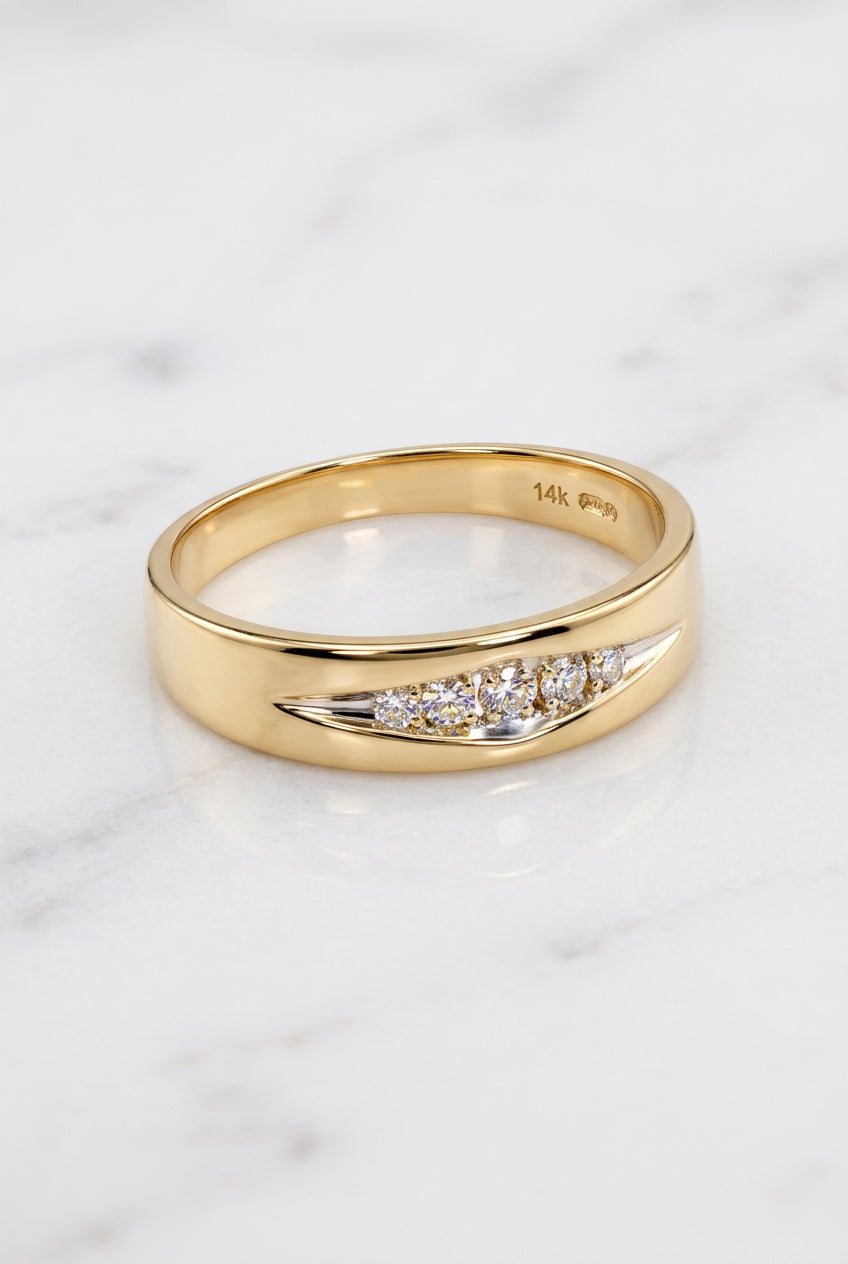 14k gold and diamonds band aro men .33CT