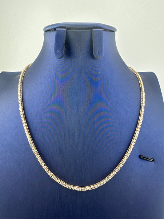 14k tennis necklace with stones yellow gold 3mm 18” 7.75 CT