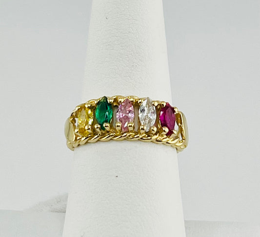 14k multi-colored stone ring
