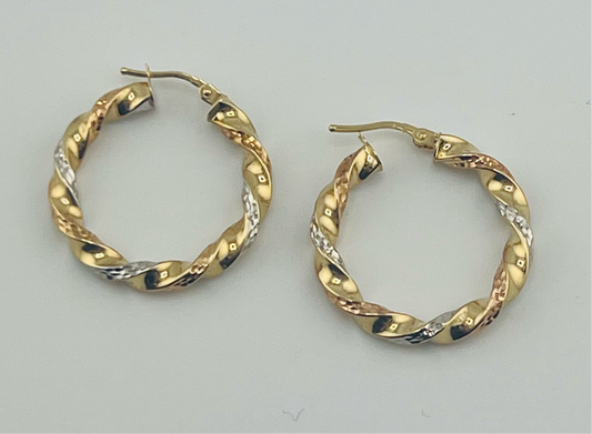 14k Earring big hoop 3 color