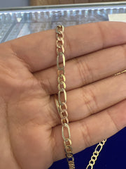 14k tri colored figaro necklace diamond cut chain 24” 14.2g