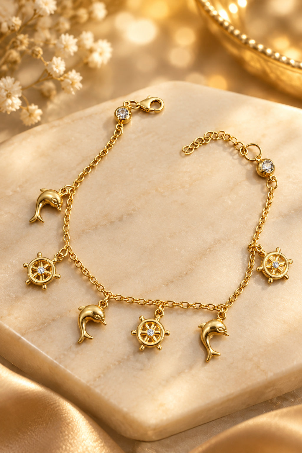 14k bracelet with charms 4.67g min star