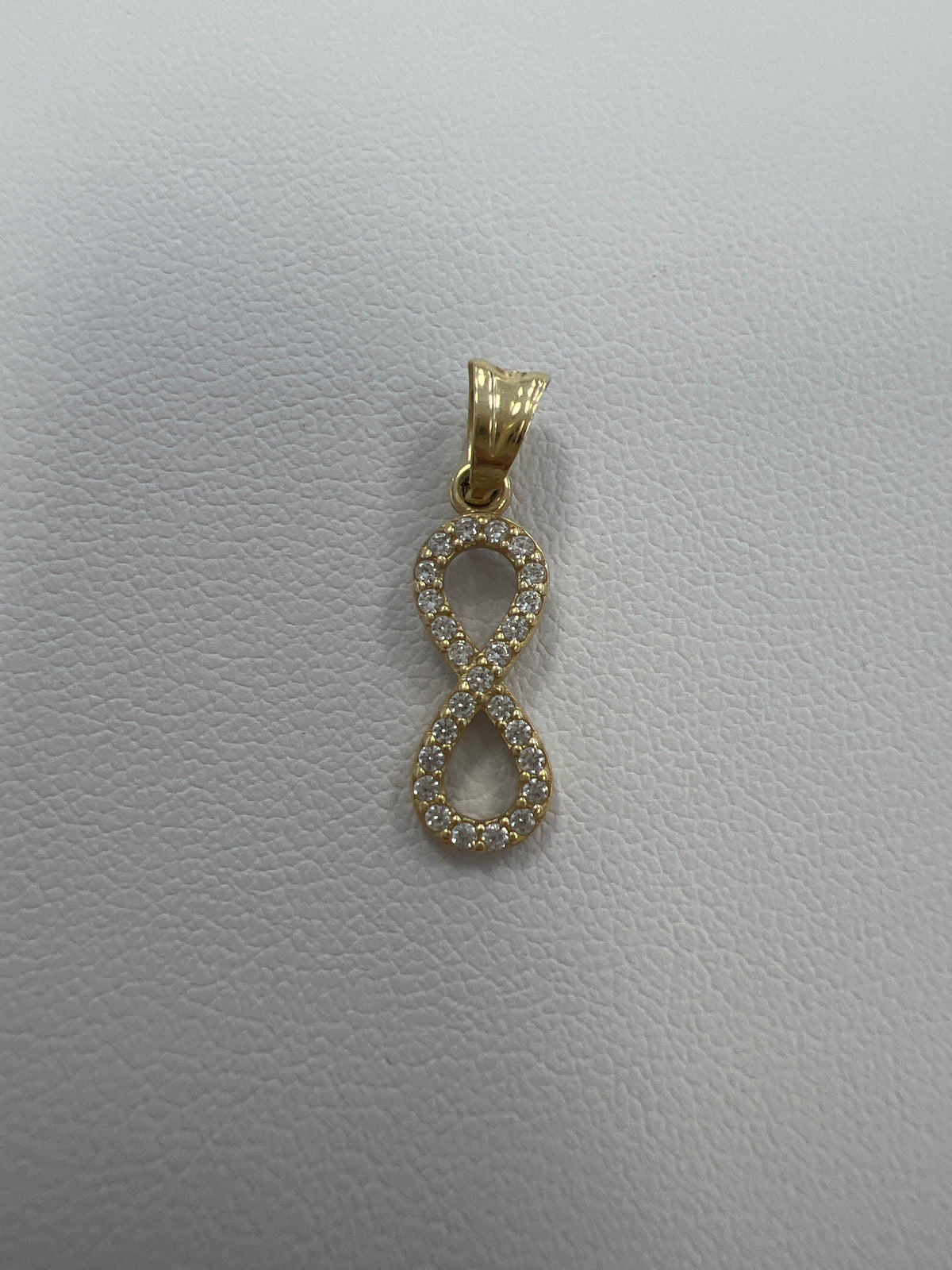 14k infinity pendant w/ stones