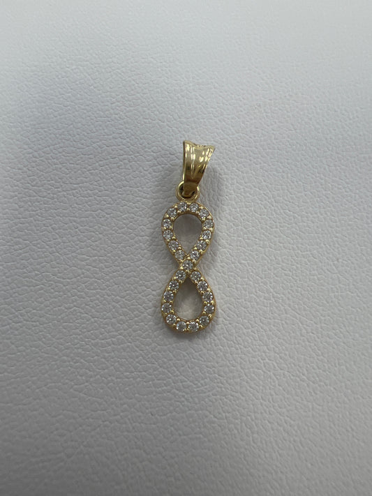 14k infinity pendant w/ stones
