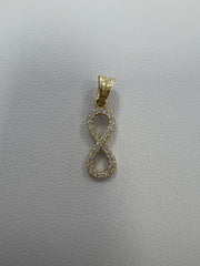 14k infinity pendant w/ stones