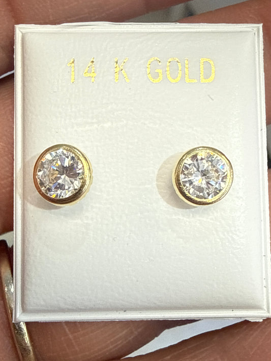 14k stud stone screw back bezel 4 mm