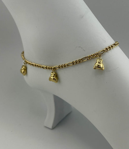 14k Anklet With Bears