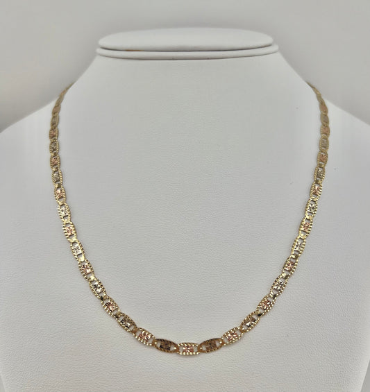 14k necklace tri-colored valentino 18”