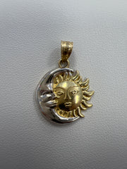 14k pendant smiling sun and wg moon