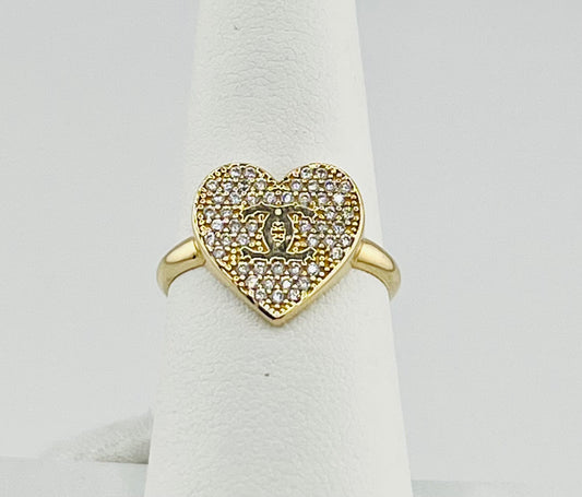 14k heart ring with stones