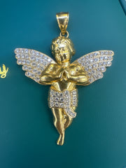 14k Angel Pendant with stones on wings
