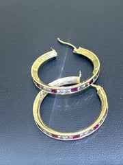 14k Earring big hoop white gold star shape