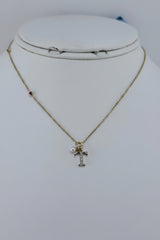 10k letter T necklace with diamond ruby and pearl