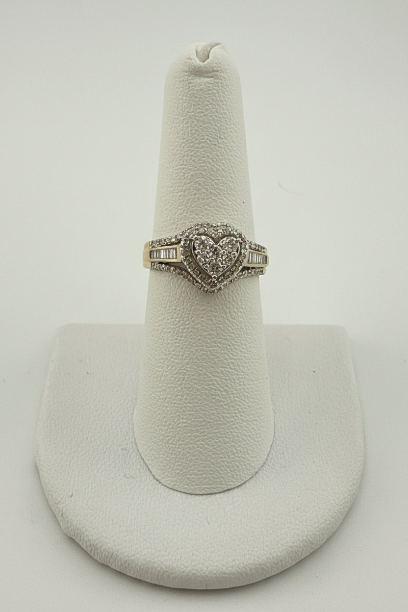 10k ring ladies heart with natural diamonds .50 CT