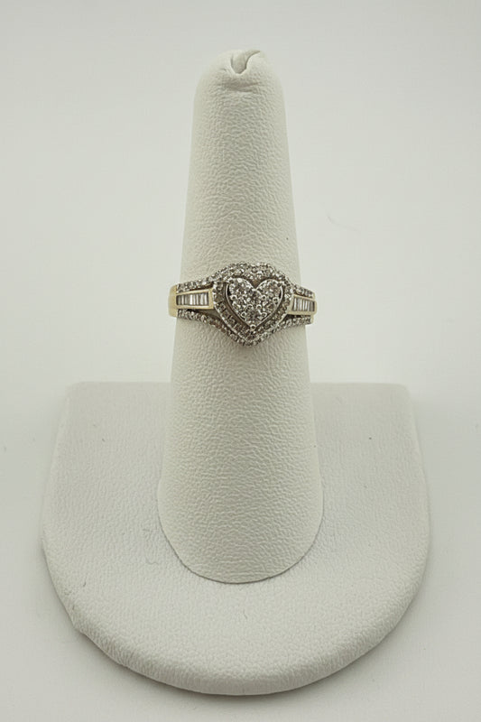 10k ring ladies heart with natural diamonds .50 CT