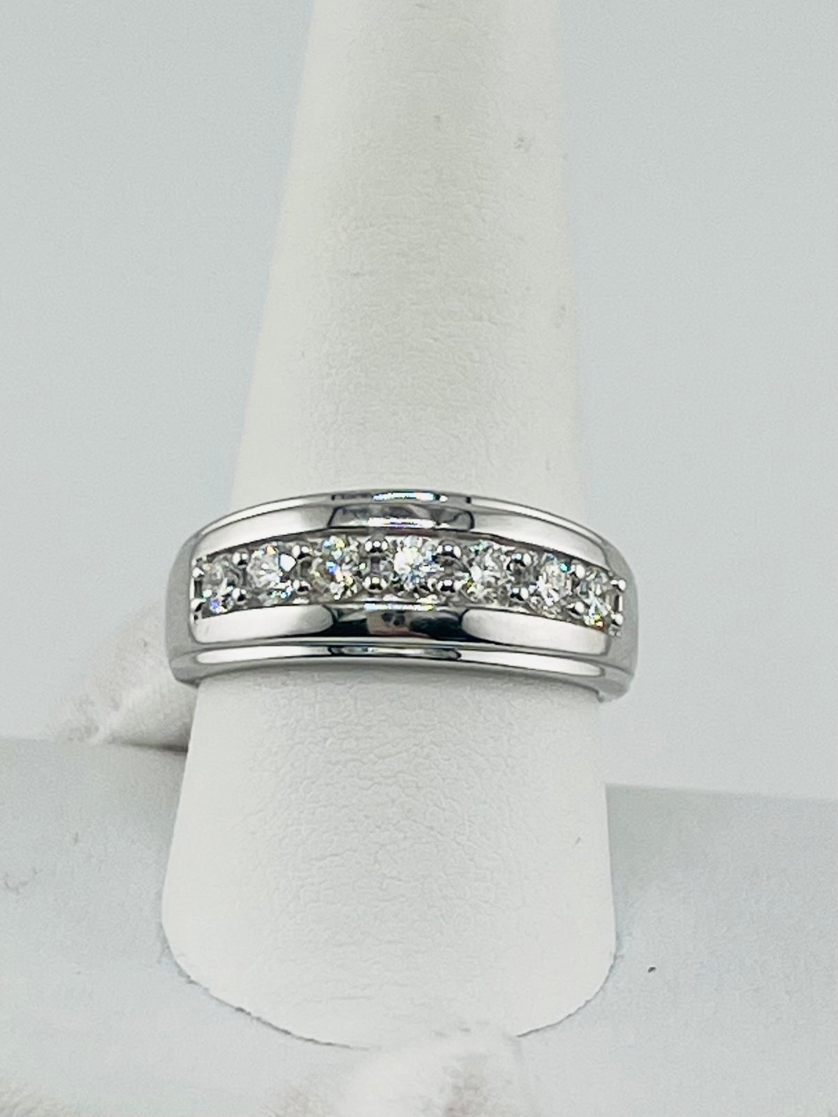 925 Ring silver lab diamonds band .75CT