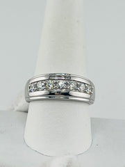 925 Ring silver lab diamonds band .75CT