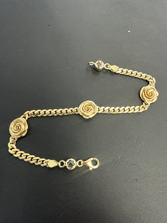 14k bracelet con 3 rosas 5.72g roses