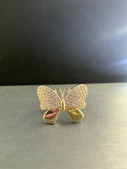 14k butterfly ring with many stones