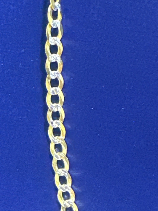 14k cuban necklace 2 tones white pave 5.45grams 18” 3mm