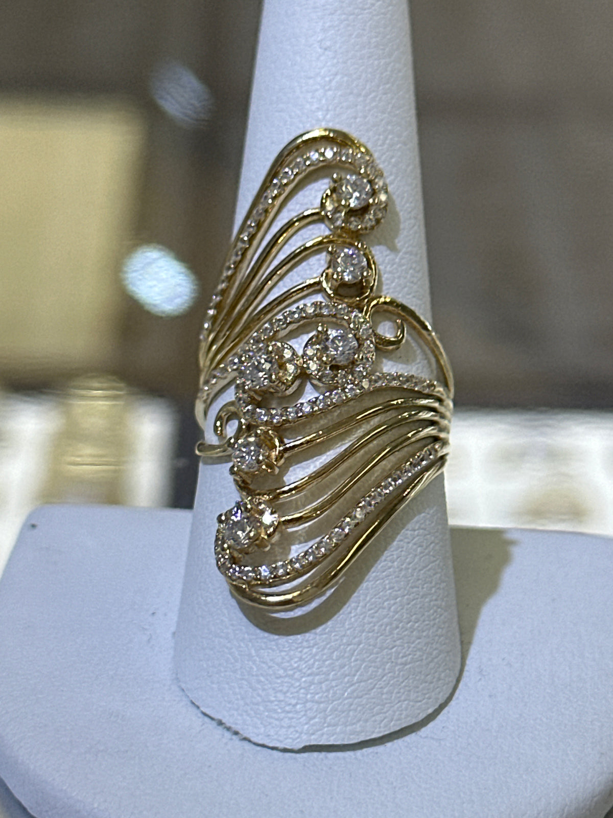 14k long ring stones fancy