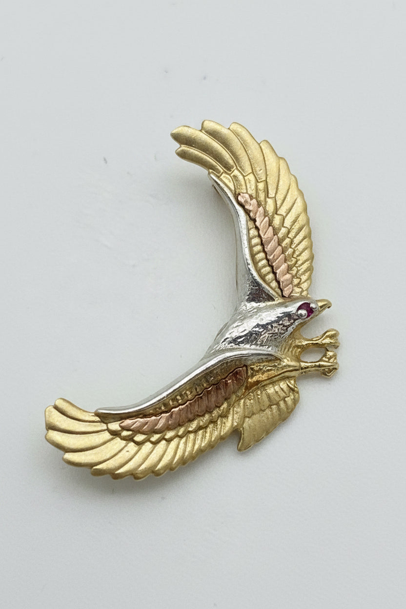 14k Eagle 3 tones  pendant